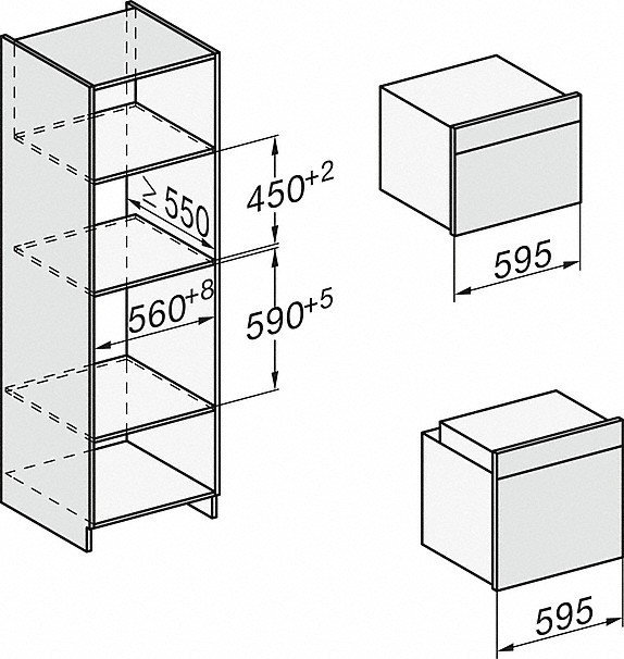 Схема встраивания 2 для духового шкафа Miele H 7260 BP EDST/CLST с витрины новый