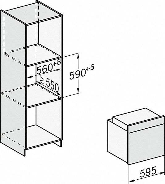 Схема встраивания 1 для духового шкафа Miele H 7260 BP EDST/CLST с витрины новый