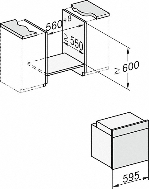 Схема встраивания 5 для духового шкафа Miele H 7260 BP EDST/CLST с витрины новый